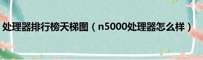 处理器排行榜天梯图（n5000处理器怎么样）