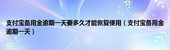 支付宝备用金逾期一天要多久才能恢复使用（支付宝备用金逾期一天）