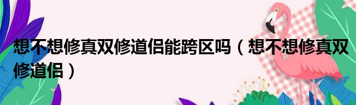 想不想修真双修道侣能跨区吗（想不想修真双修道侣）