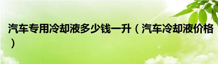 汽车专用冷却液多少钱一升（汽车冷却液价格）