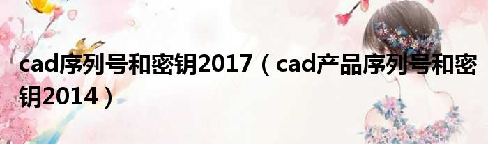 cad序列号和密钥2017（cad产品序列号和密钥2014）