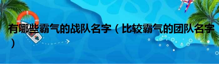 有哪些霸气的战队名字（比较霸气的团队名字）