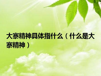 大寨精神具体指什么（什么是大寨精神）