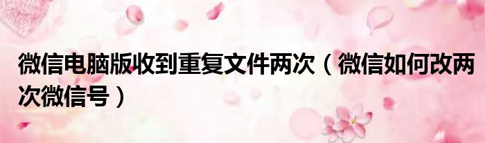 微信电脑版收到重复文件两次（微信如何改两次微信号）