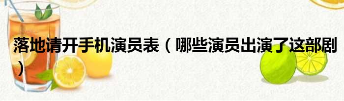 落地请开手机演员表（哪些演员出演了这部剧）