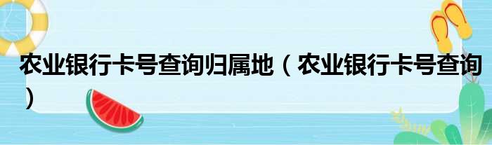 农业银行卡号查询归属地（农业银行卡号查询）