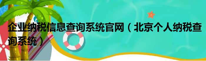 企业纳税信息查询系统官网（北京个人纳税查询系统）