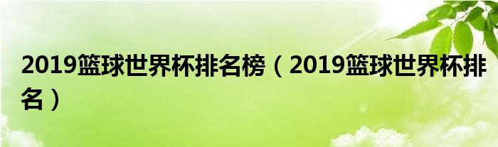 2019篮球世界杯排名榜（2019篮球世界杯排名）