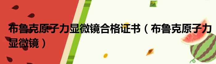 布鲁克原子力显微镜合格证书（布鲁克原子力显微镜）