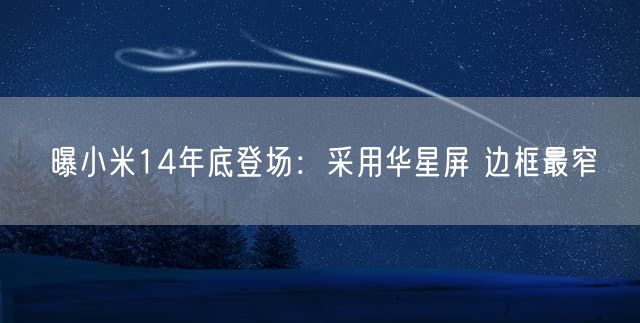 曝小米14年底登场：采用华星屏 边框最窄