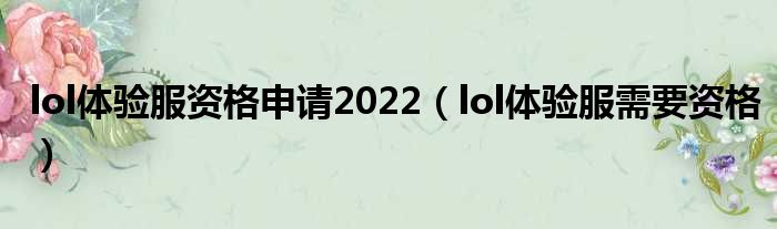 lol体验服资格申请2022（lol体验服需要资格）