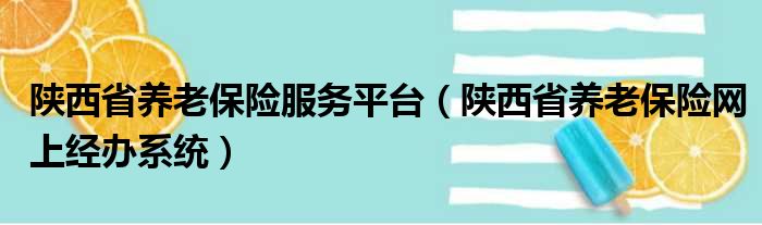 陕西省养老保险服务平台（陕西省养老保险网上经办系统）