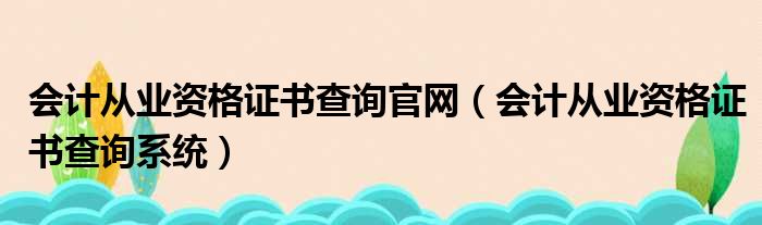 会计从业资格证书查询官网（会计从业资格证书查询系统）