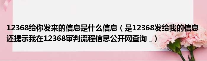 12368给你发来的信息是什么信息（是12368发给我的信息 还提示我在12368审判流程信息公开网查询  ）