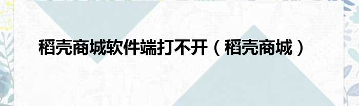 稻壳商城软件端打不开（稻壳商城）