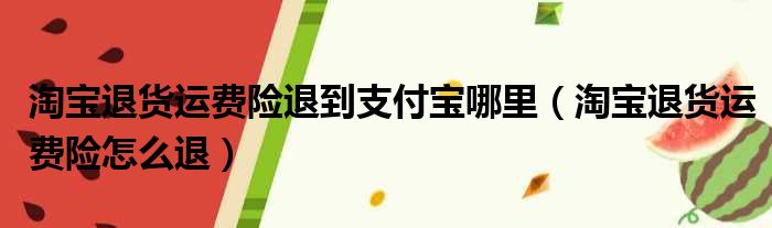 淘宝退货运费险退到支付宝哪里（淘宝退货运费险怎么退）