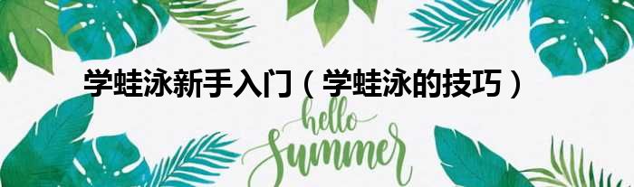 学蛙泳新手入门（学蛙泳的技巧）