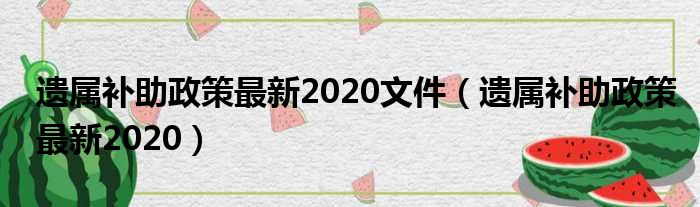 遗属补助政策最新2020文件（遗属补助政策最新2020）