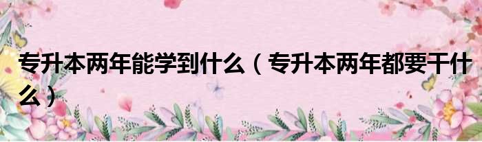 专升本两年能学到什么（专升本两年都要干什么）