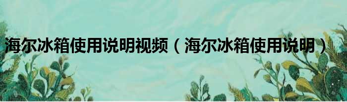 海尔冰箱使用说明视频（海尔冰箱使用说明）