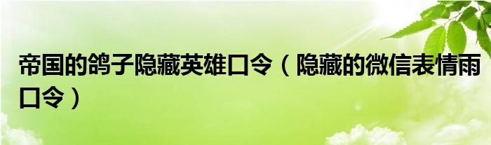 帝国的鸽子隐藏英雄口令（隐藏的微信表情雨口令）