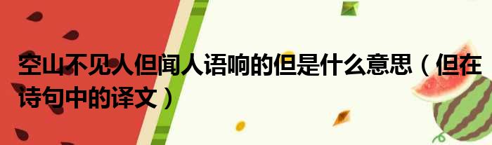 空山不见人但闻人语响的但是什么意思（但在诗句中的译文）