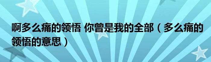 啊多么痛的领悟 你曾是我的全部（多么痛的领悟的意思）