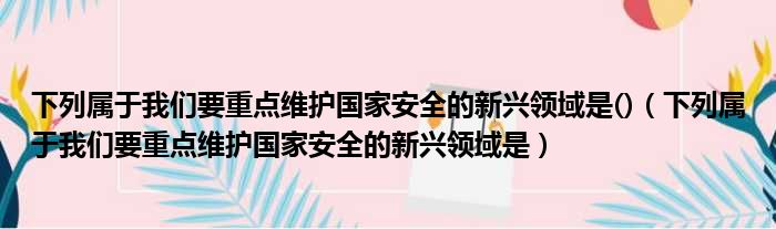 下列属于我们要重点维护国家安全的新兴领域是()（下列属于我们要重点维护国家安全的新兴领域是）