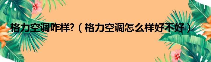 格力空调咋样 （格力空调怎么样好不好）