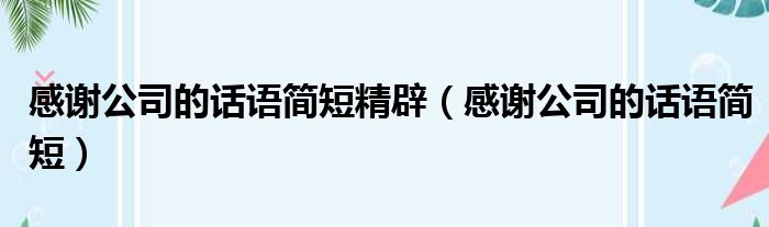 感谢公司的话语简短精辟（感谢公司的话语简短）