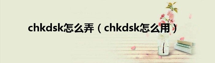 chkdsk怎么弄（chkdsk怎么用）