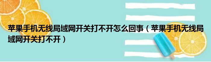 苹果手机无线局域网开关打不开怎么回事（苹果手机无线局域网开关打不开）