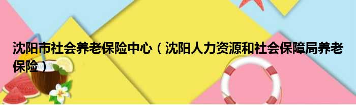 沈阳市社会养老保险中心（沈阳人力资源和社会保障局养老保险）