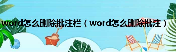 word怎么删除批注栏（word怎么删除批注）