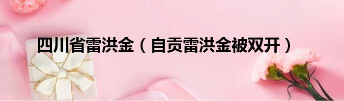 四川省雷洪金（自贡雷洪金被双开）