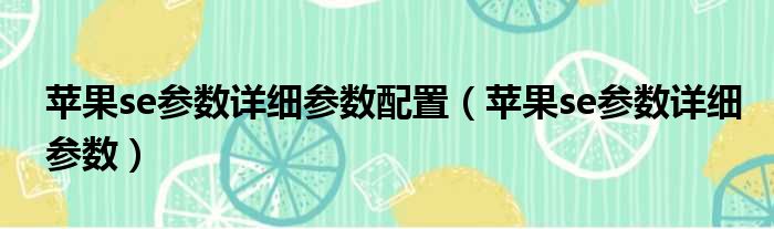 苹果se参数详细参数配置（苹果se参数详细参数）