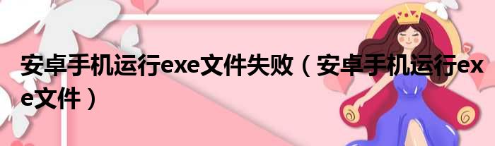 安卓手机运行exe文件失败（安卓手机运行exe文件）