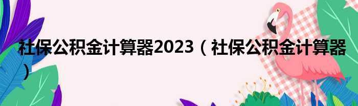 社保公积金计算器2023（社保公积金计算器）