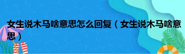 女生说木马啥意思怎么回复（女生说木马啥意思）