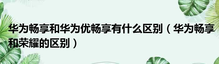 华为畅享和华为优畅享有什么区别（华为畅享和荣耀的区别）