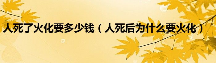 人死了火化要多少钱（人死后为什么要火化）