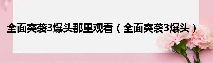 全面突袭3爆头那里观看（全面突袭3爆头）