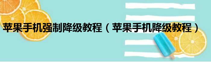 苹果手机强制降级教程（苹果手机降级教程）