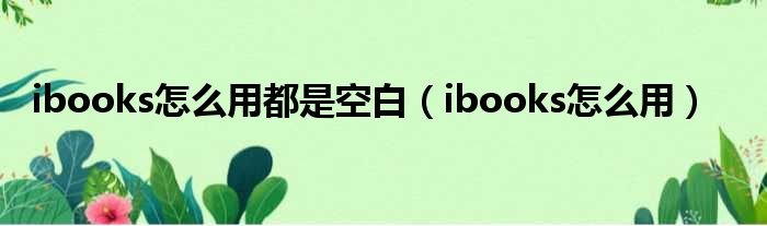 ibooks怎么用都是空白（ibooks怎么用）