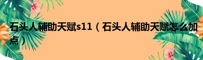 石头人辅助天赋s11（石头人辅助天赋怎么加点）