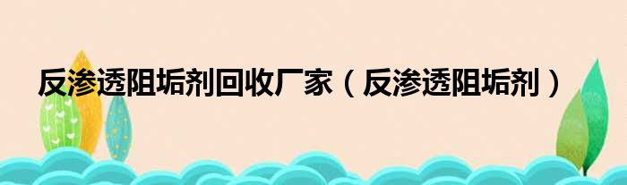 反渗透阻垢剂回收厂家（反渗透阻垢剂）