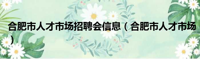 合肥市人才市场招聘会信息（合肥市人才市场）