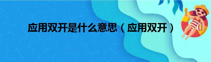 应用双开是什么意思（应用双开）