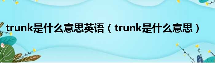 trunk是什么意思英语（trunk是什么意思）