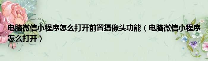 电脑微信小程序怎么打开前置摄像头功能（电脑微信小程序怎么打开）